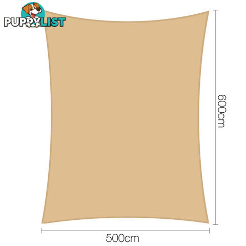 Rectangle Heavy Duty Shade Sail Cloth Sun Canopy Shadecloth 5 x 6m Sand 185g/m2