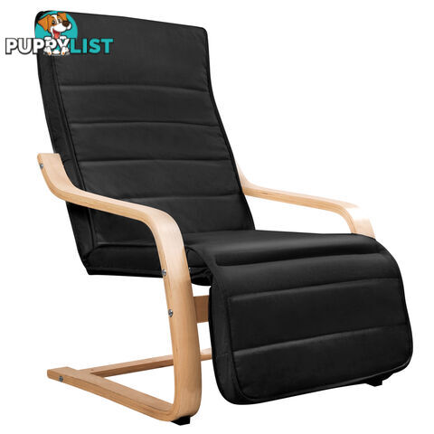 Birch Bentwood Adjustable Lounge Arm Chair w/ Fabric Cushion Black