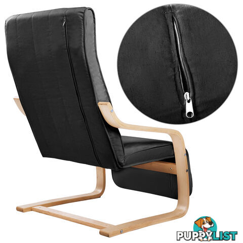 Birch Bentwood Adjustable Lounge Arm Chair w/ Fabric Cushion Black