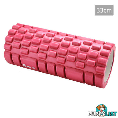 Yoga Gym Pilates EVA Grid Foam Roller Pink 33 x 14cm