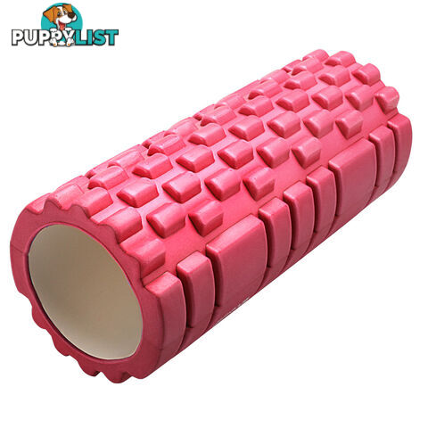 Yoga Gym Pilates EVA Grid Foam Roller Pink 33 x 14cm