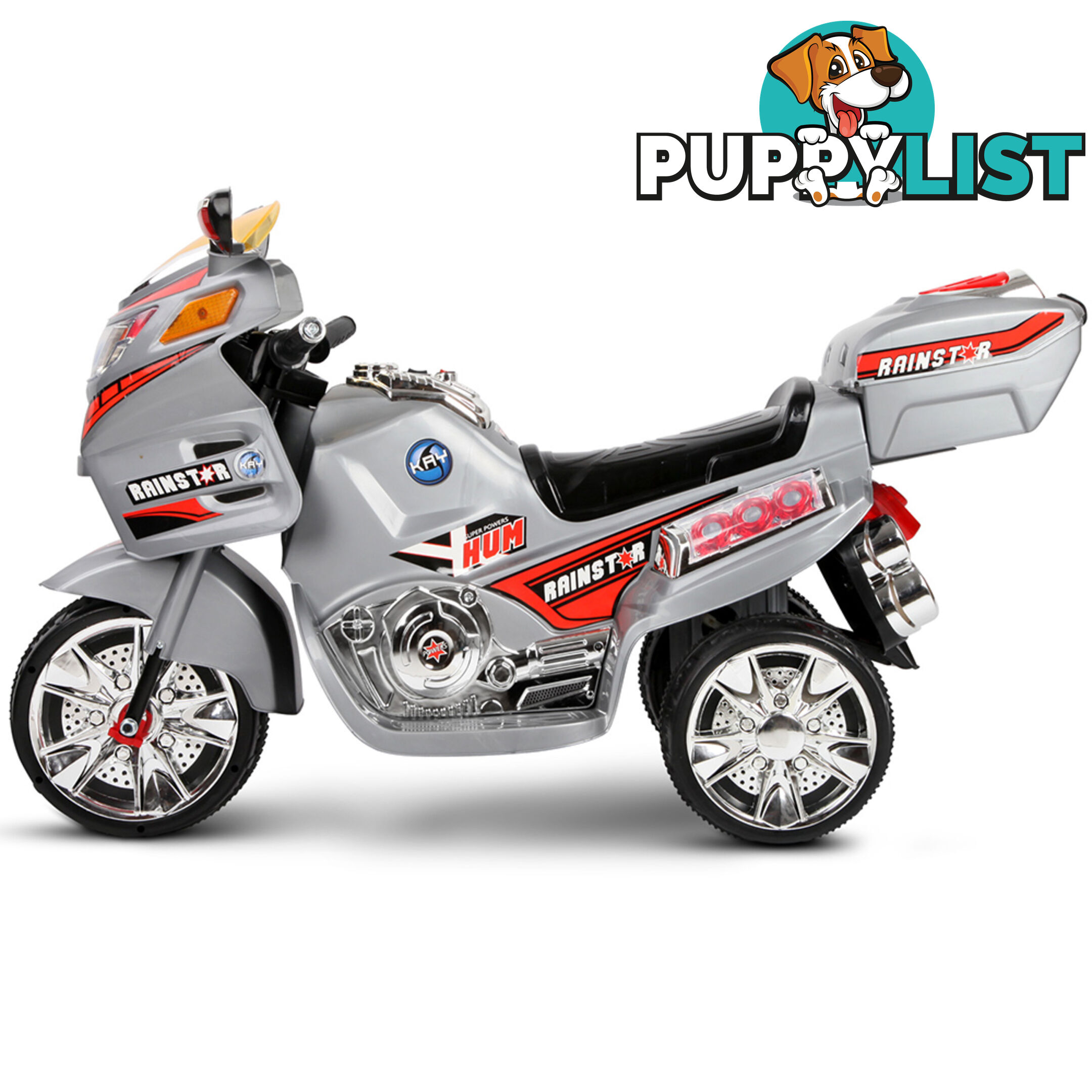 BMW Style Electric Kids Ride On Motorbike Remote Toy Police Bike Silver Red