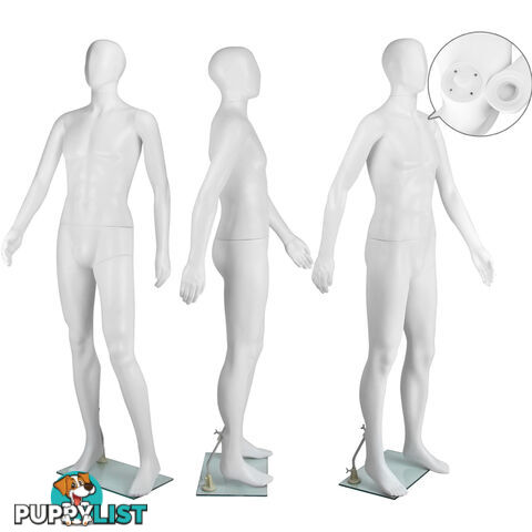 Full Body Male Mannequin Cloth Display Tailor Dressmaker White 186cm