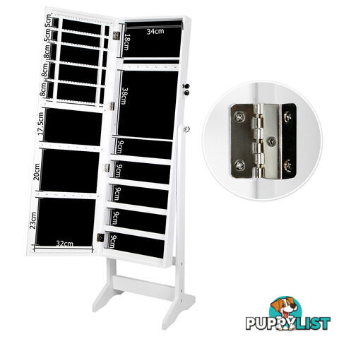 Jewellery Cabinet w/ Mirror White