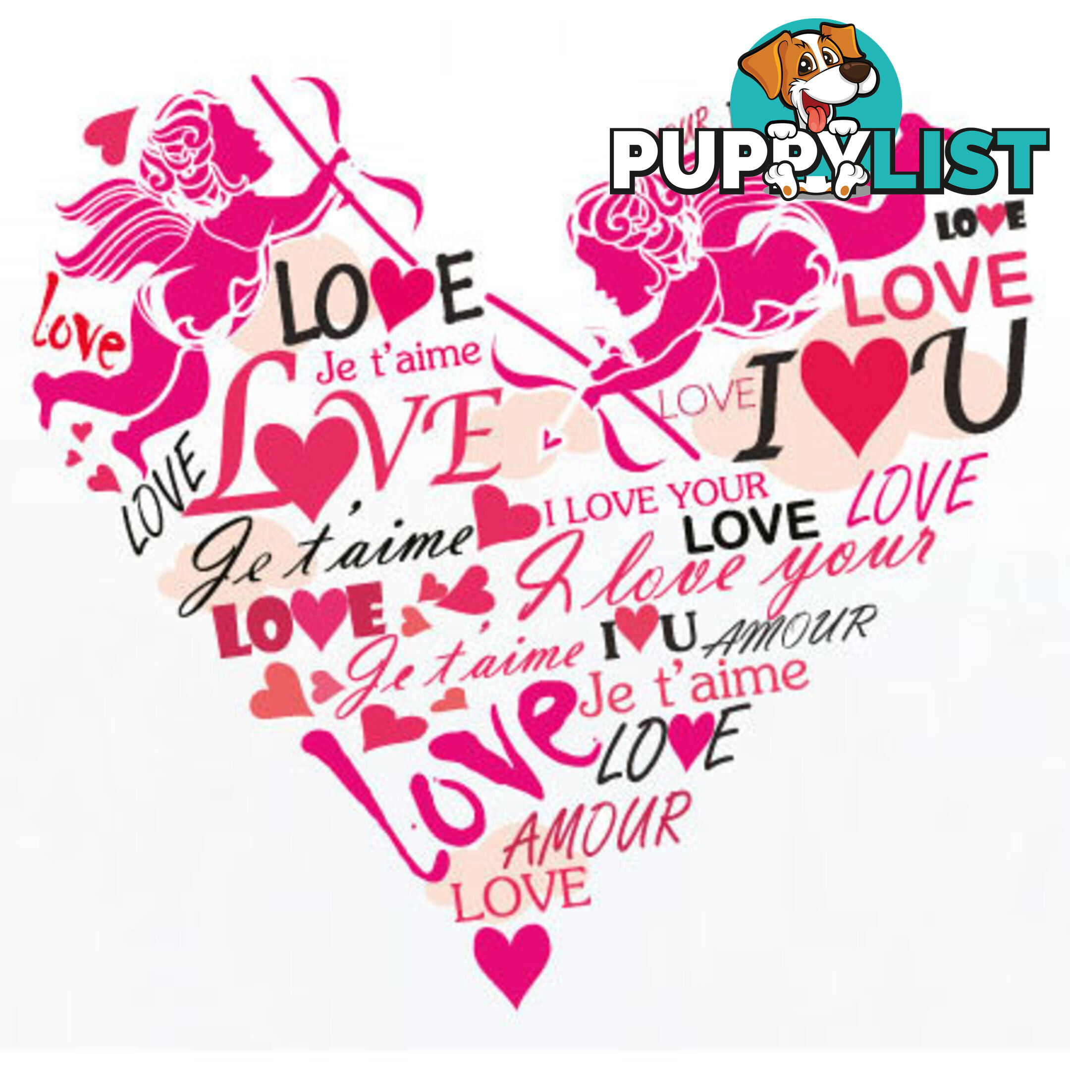 Medium Size Pink Cupid Love Hearts Wall Stickers - Totally Movable