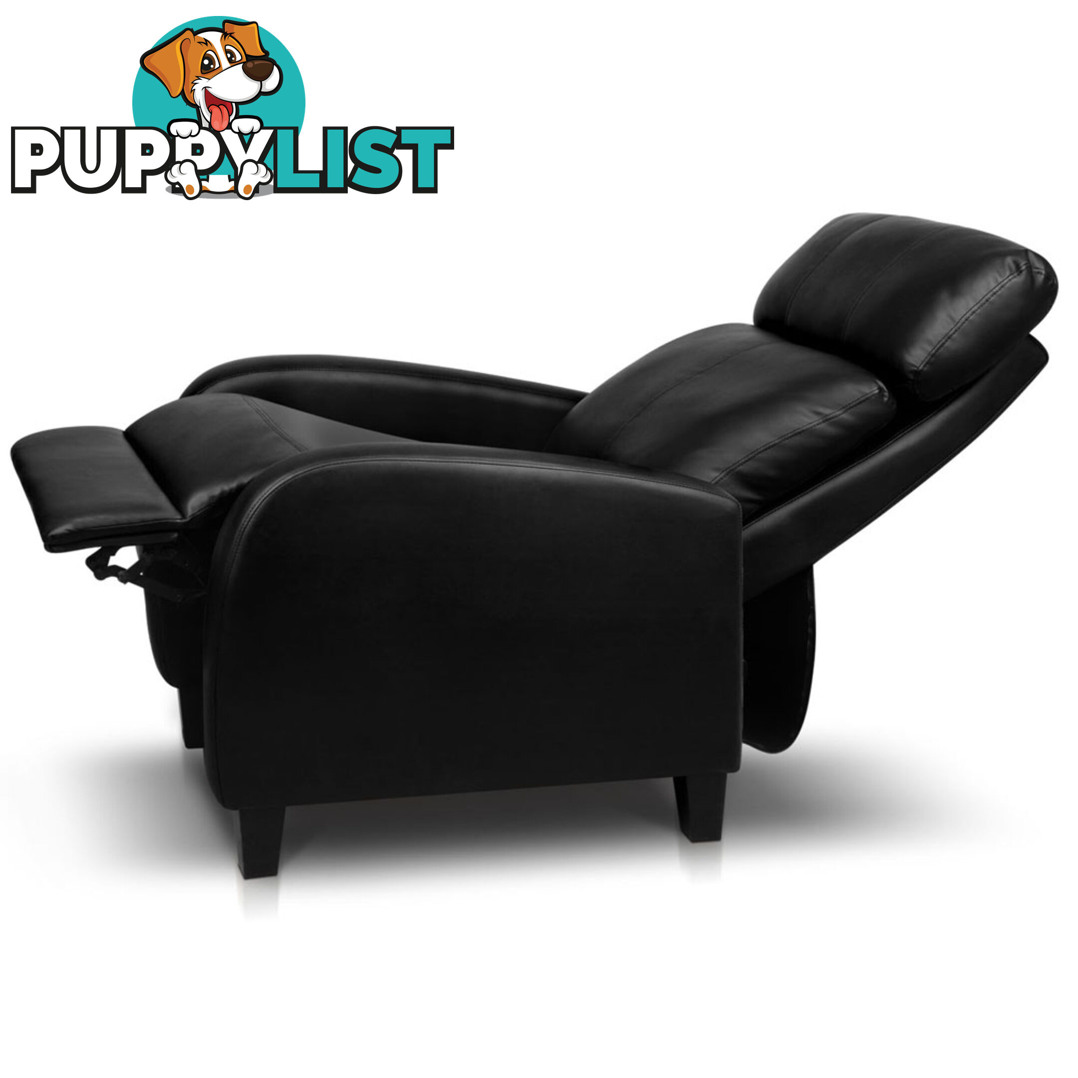 Faux Leather Armchair Recliner - Black