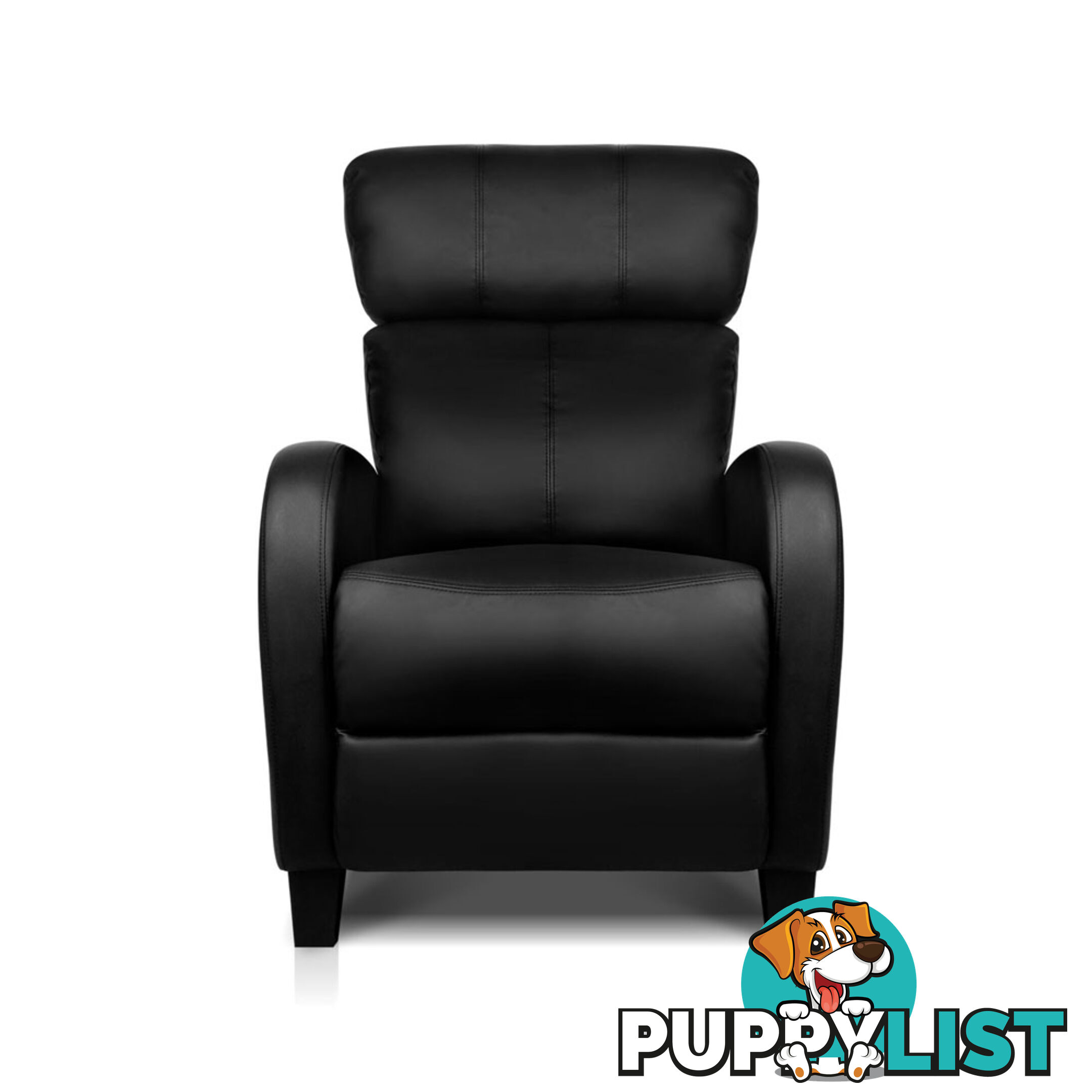 Faux Leather Armchair Recliner - Black