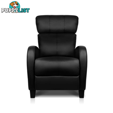 Faux Leather Armchair Recliner - Black