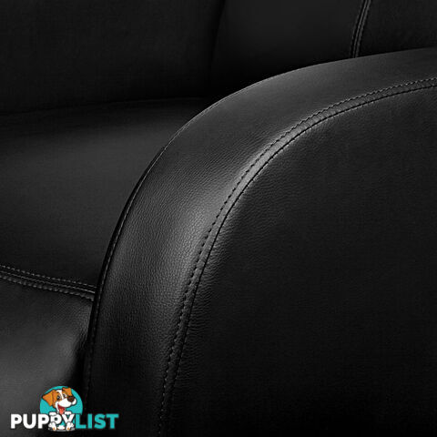 Faux Leather Armchair Recliner - Black