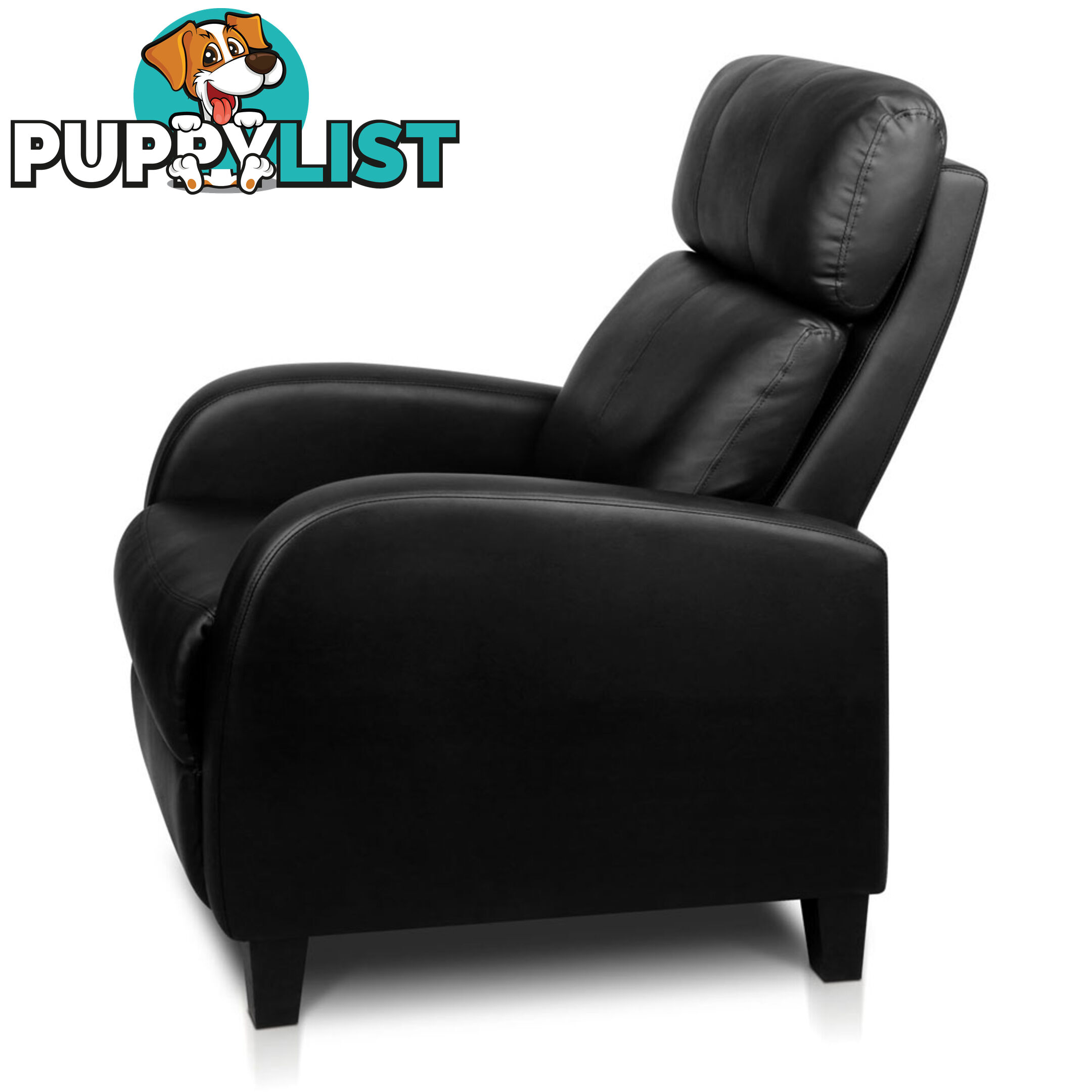 Faux Leather Armchair Recliner - Black