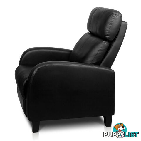 Faux Leather Armchair Recliner - Black