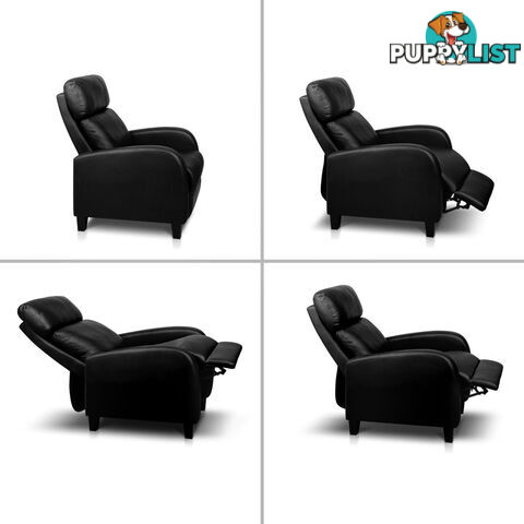 Faux Leather Armchair Recliner - Black