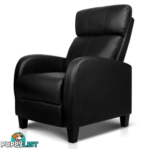 Faux Leather Armchair Recliner - Black