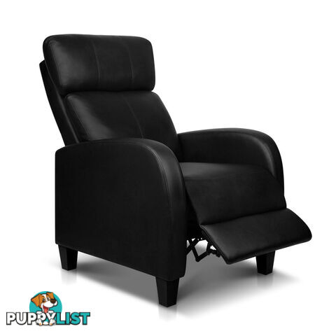 Faux Leather Armchair Recliner - Black