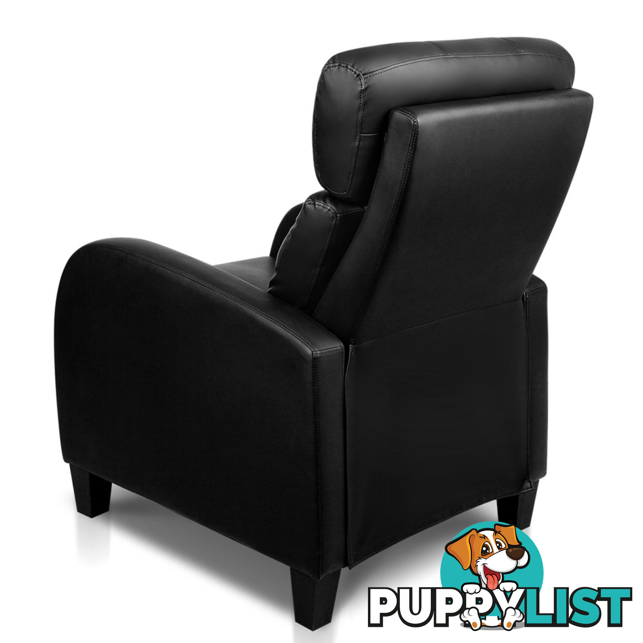 Faux Leather Armchair Recliner - Black