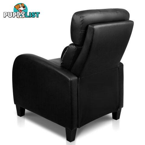 Faux Leather Armchair Recliner - Black