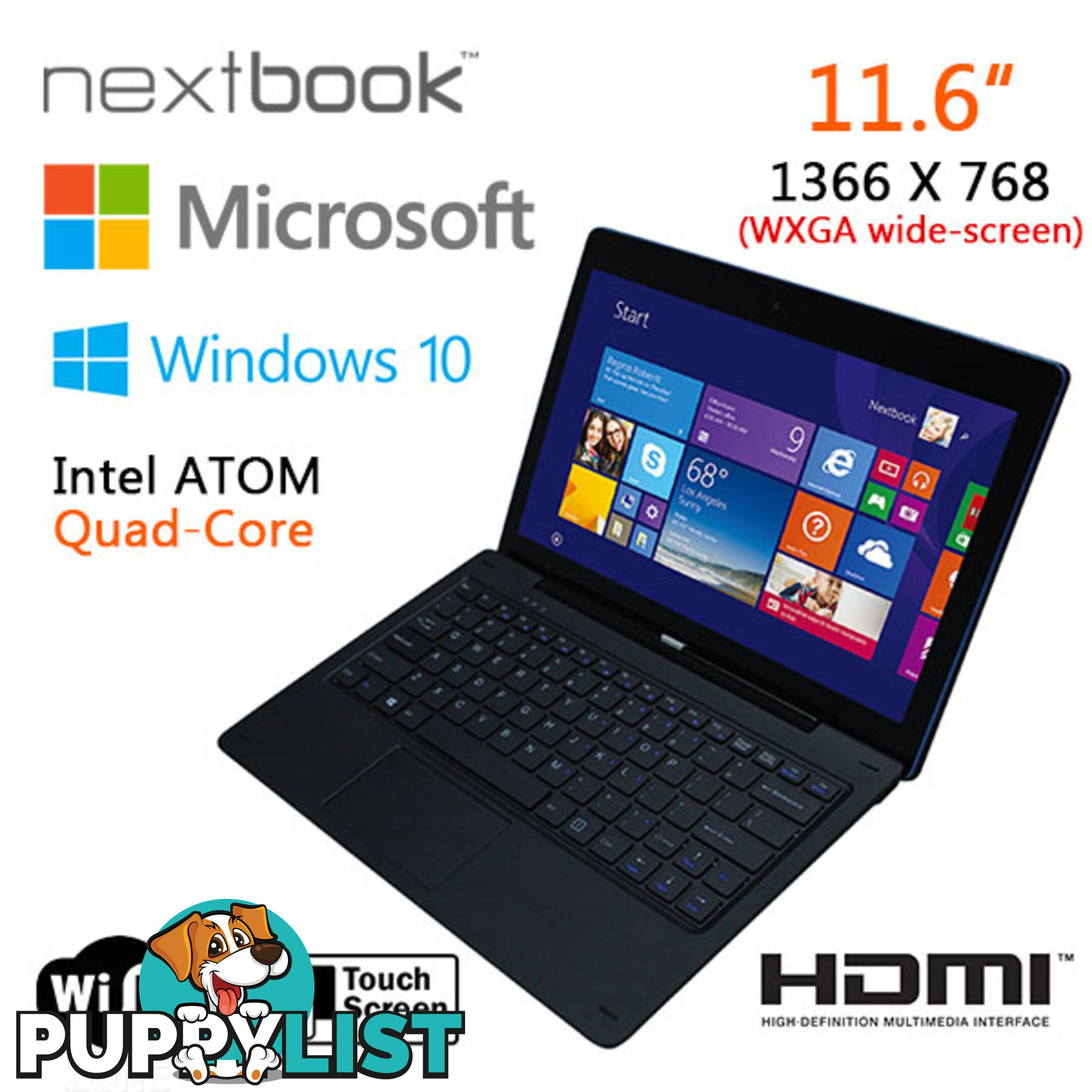 Nextbook 11.6 Inch 32G/Windows 10 /Quad Core with HDMI Output Tablet PC