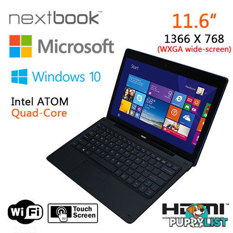 Nextbook 11.6 Inch 32G/Windows 10 /Quad Core with HDMI Output Tablet PC