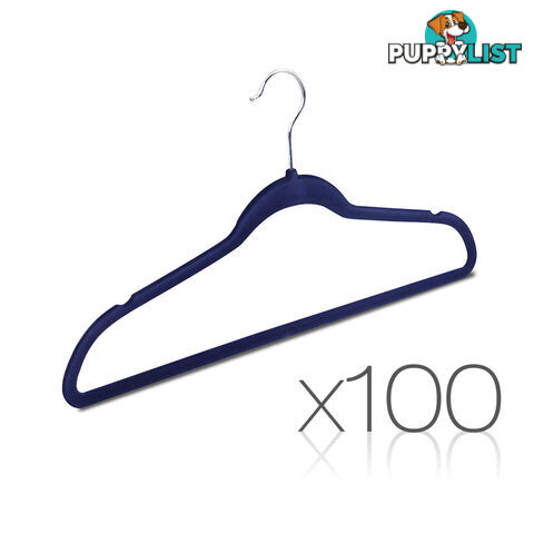 Set of 100 Slim Navy Velvet Hangers