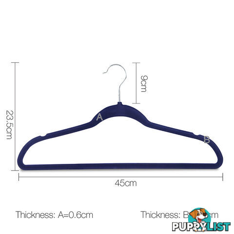 Set of 100 Slim Navy Velvet Hangers