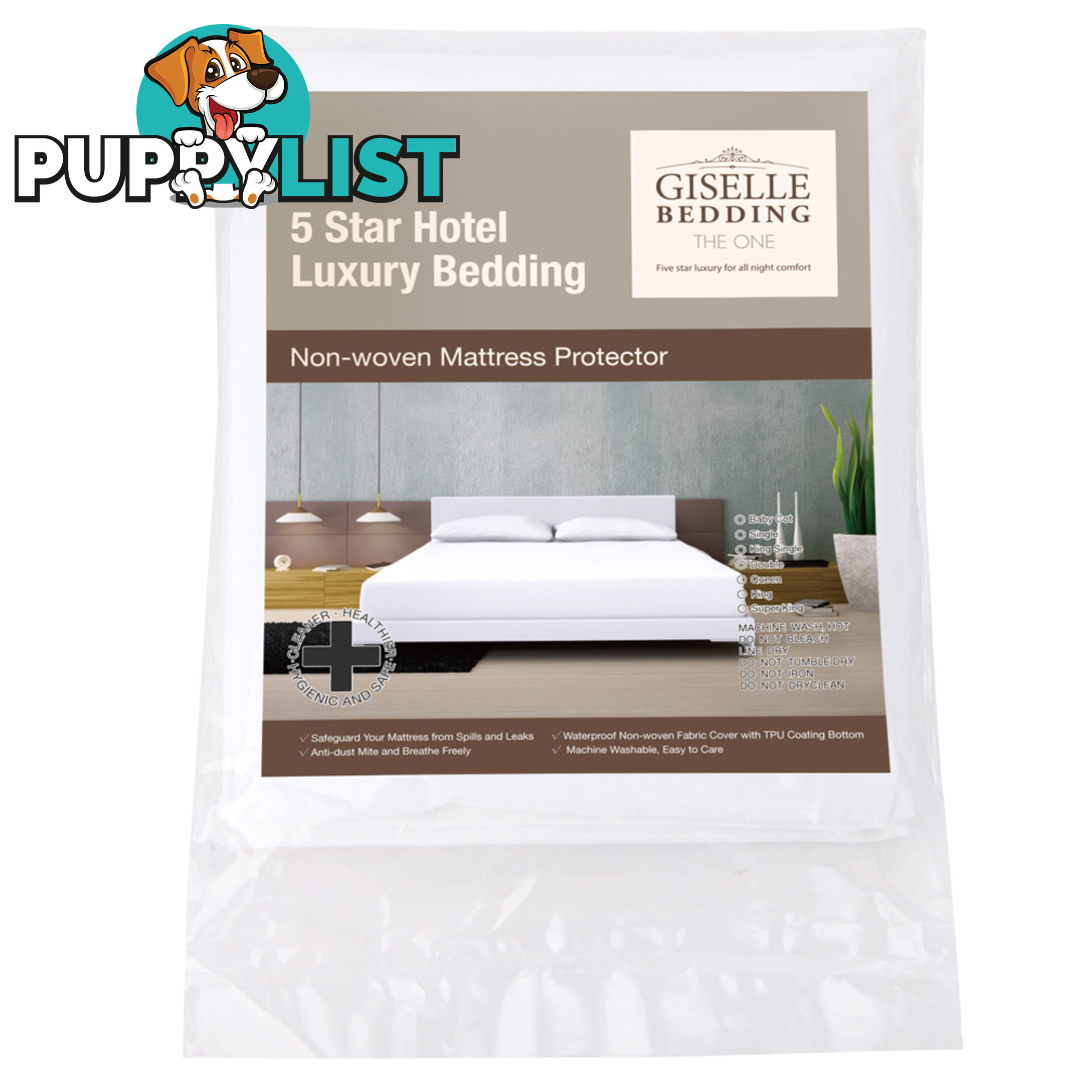 Fitted Non-Woven Waterproof Mattress Protector PU Coating Bed Cover Double