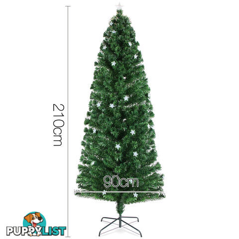 7FT LED Christmas Tree 210CM Xmas Trees Fibre Optic Light Home Decoration Green