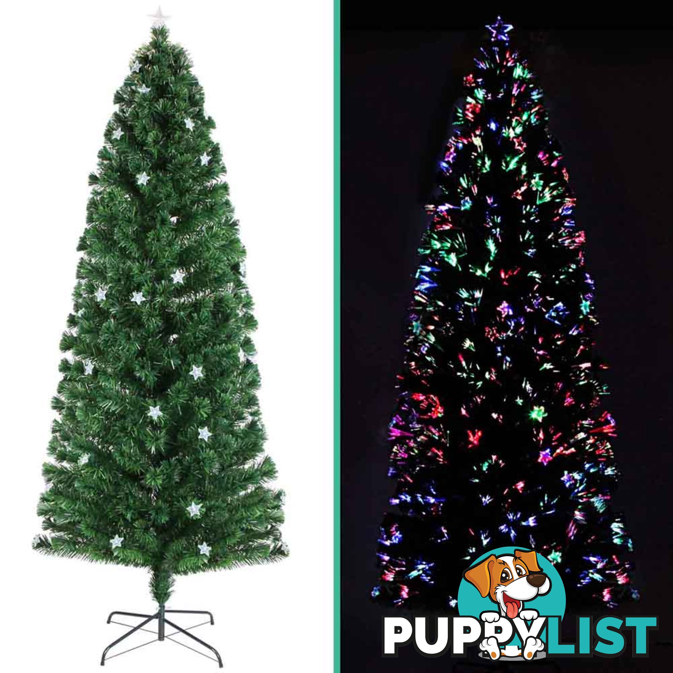 7FT LED Christmas Tree 210CM Xmas Trees Fibre Optic Light Home Decoration Green