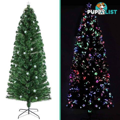 7FT LED Christmas Tree 210CM Xmas Trees Fibre Optic Light Home Decoration Green