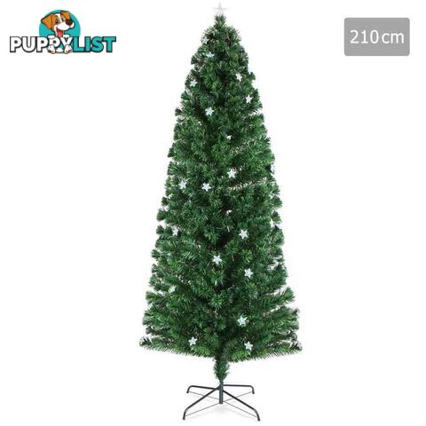 7FT LED Christmas Tree 210CM Xmas Trees Fibre Optic Light Home Decoration Green