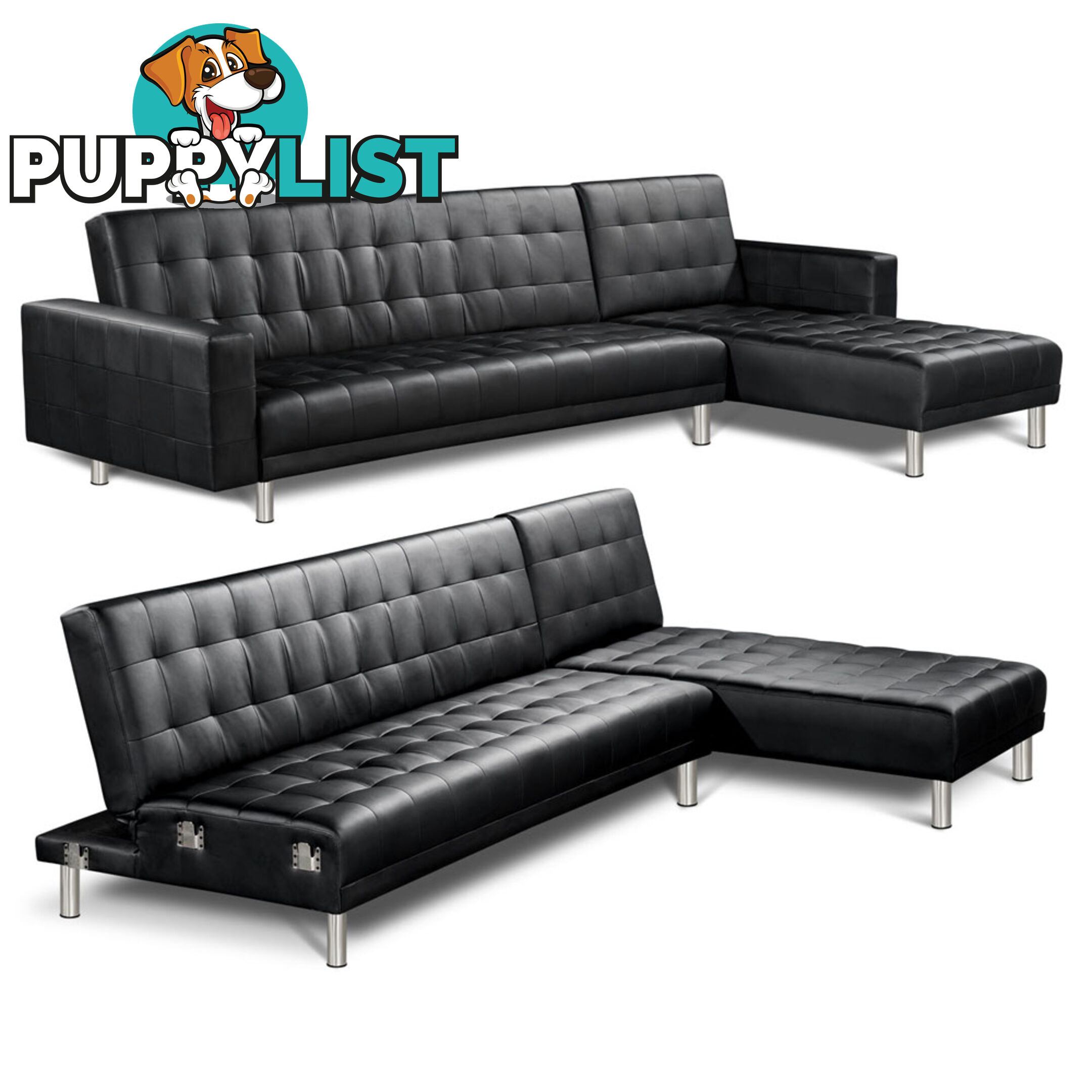 Premium PU Leather Modular Sofa Bed Couch Futon Suite 5 Seater Indoor Lounges