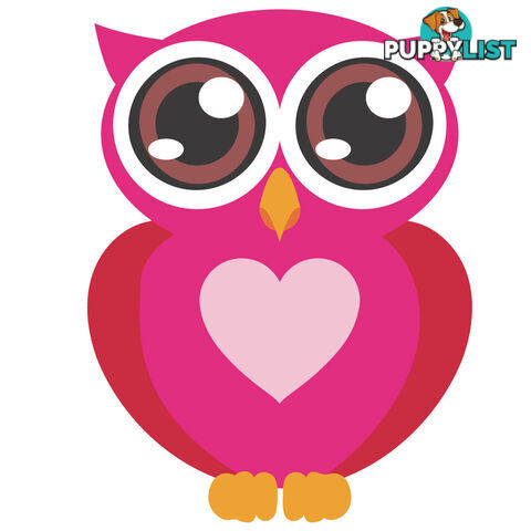 10 X Pink Owl with Big Eyes Wall Stickers - Totally Movable