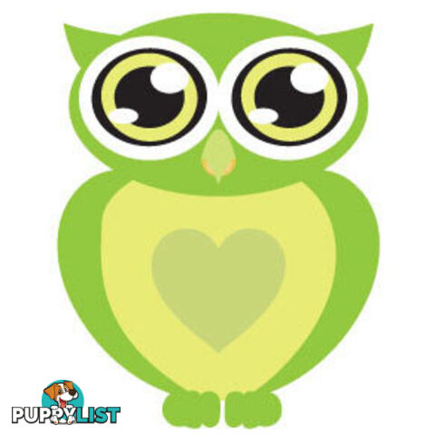 Green owl with big eyes Wall Sticker - Totally Movable