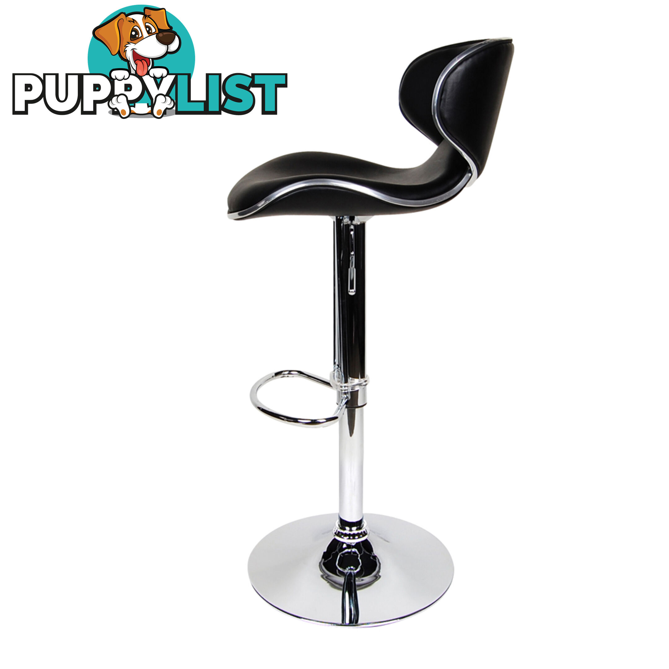 2 x PU Leather Gas Lift Bar Stool Office Kitchen Pub Barstool Swivel Chair Black