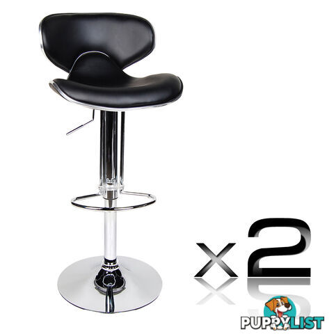 2 x PU Leather Gas Lift Bar Stool Office Kitchen Pub Barstool Swivel Chair Black