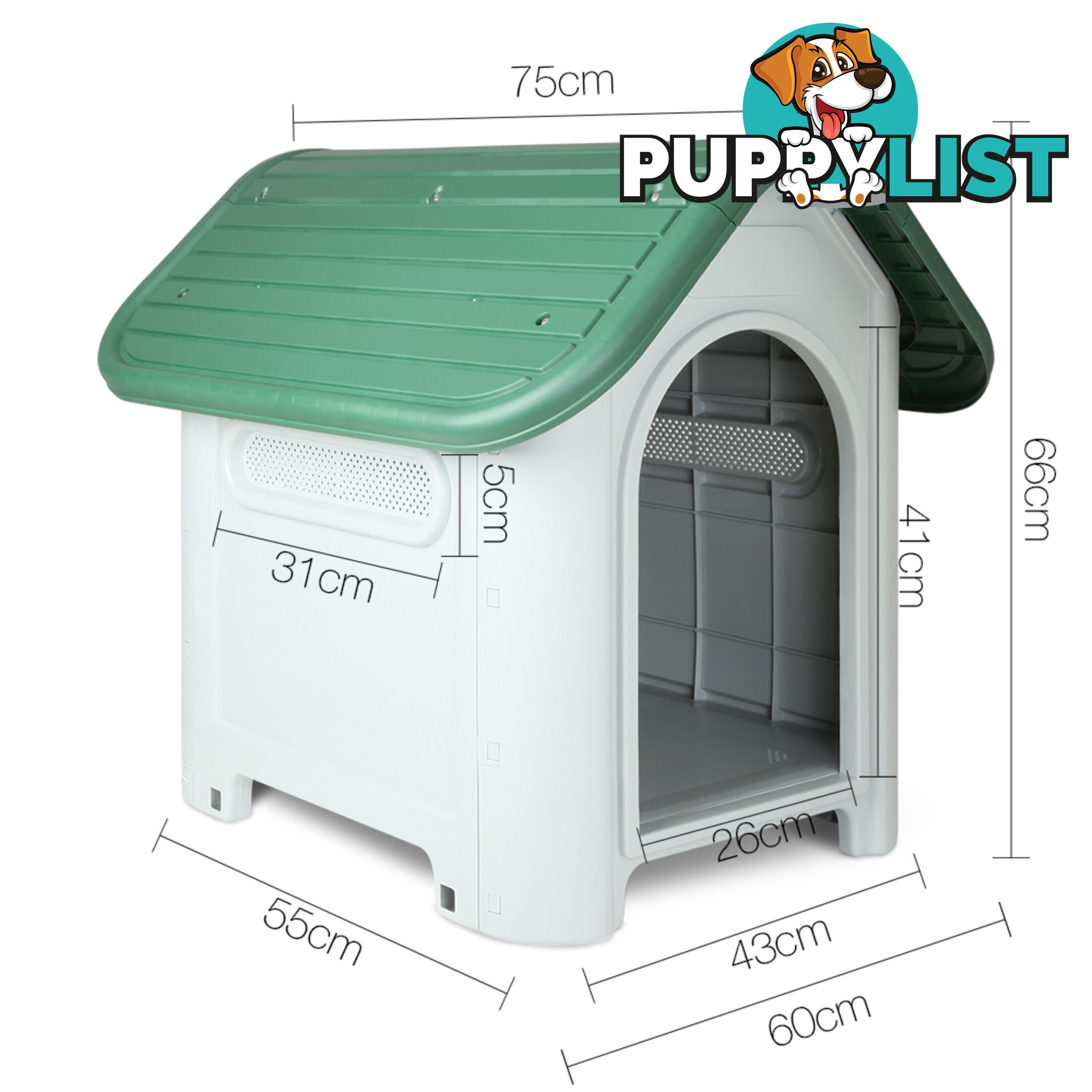 Medium Weatherproof Plastic Dog Kennel Pet Puppy Outdoor Indoor Garden Dog House