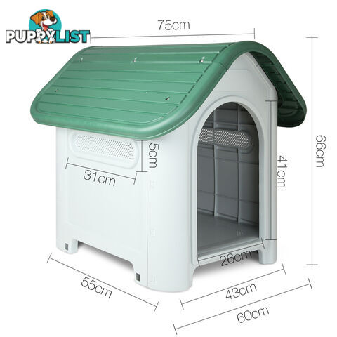 Medium Weatherproof Plastic Dog Kennel Pet Puppy Outdoor Indoor Garden Dog House