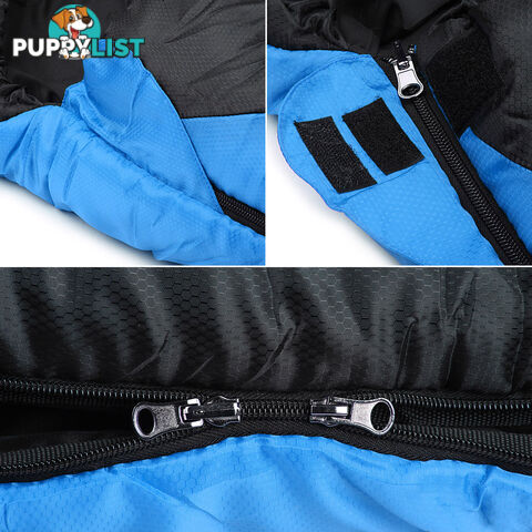 Outdoor Twin Camping Envelope Sleeping Bag Double Thermal Tent Hiking Blue Black