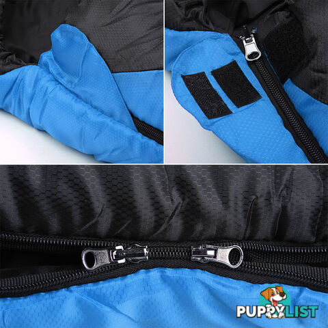 Outdoor Twin Camping Envelope Sleeping Bag Double Thermal Tent Hiking Blue Black