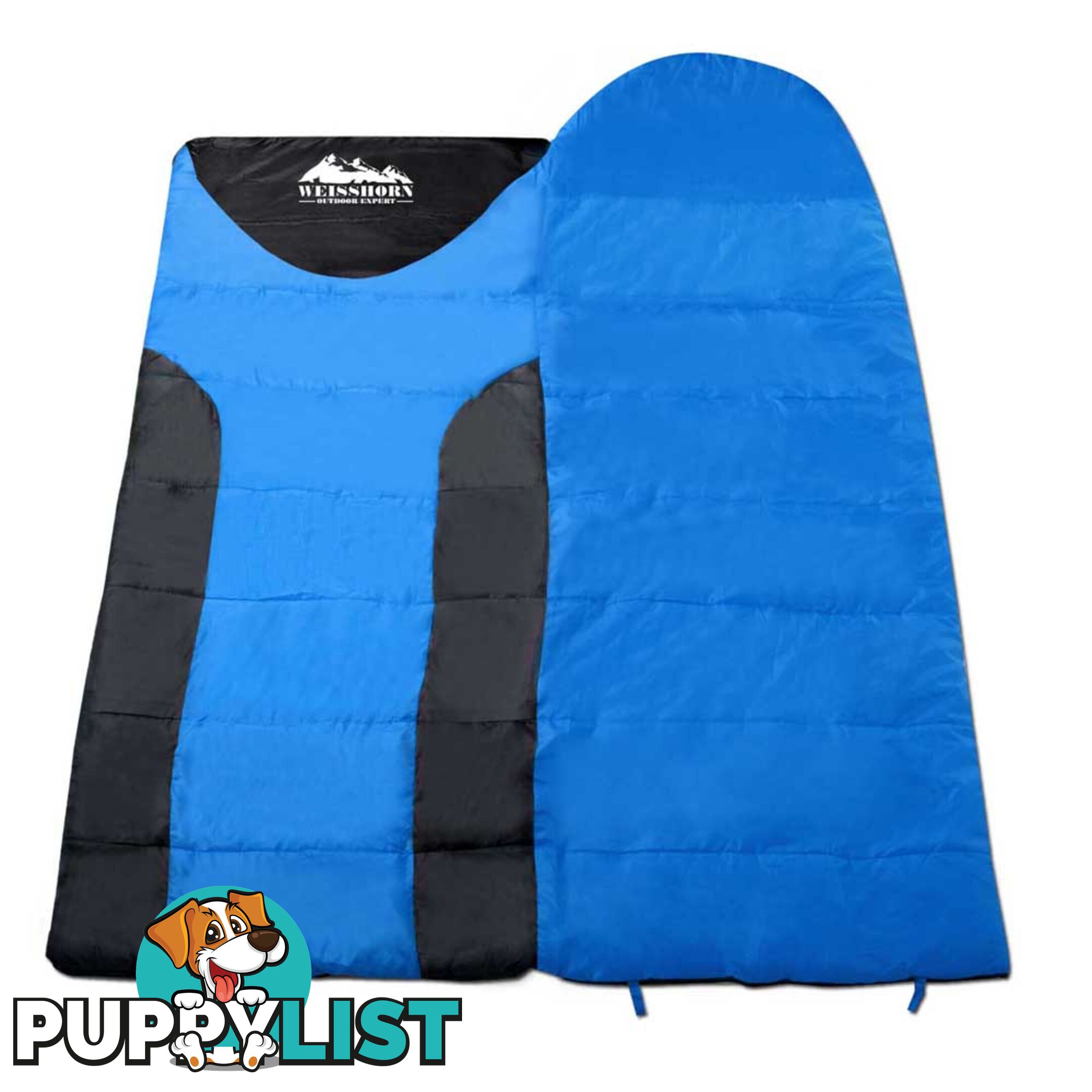 Outdoor Twin Camping Envelope Sleeping Bag Double Thermal Tent Hiking Blue Black