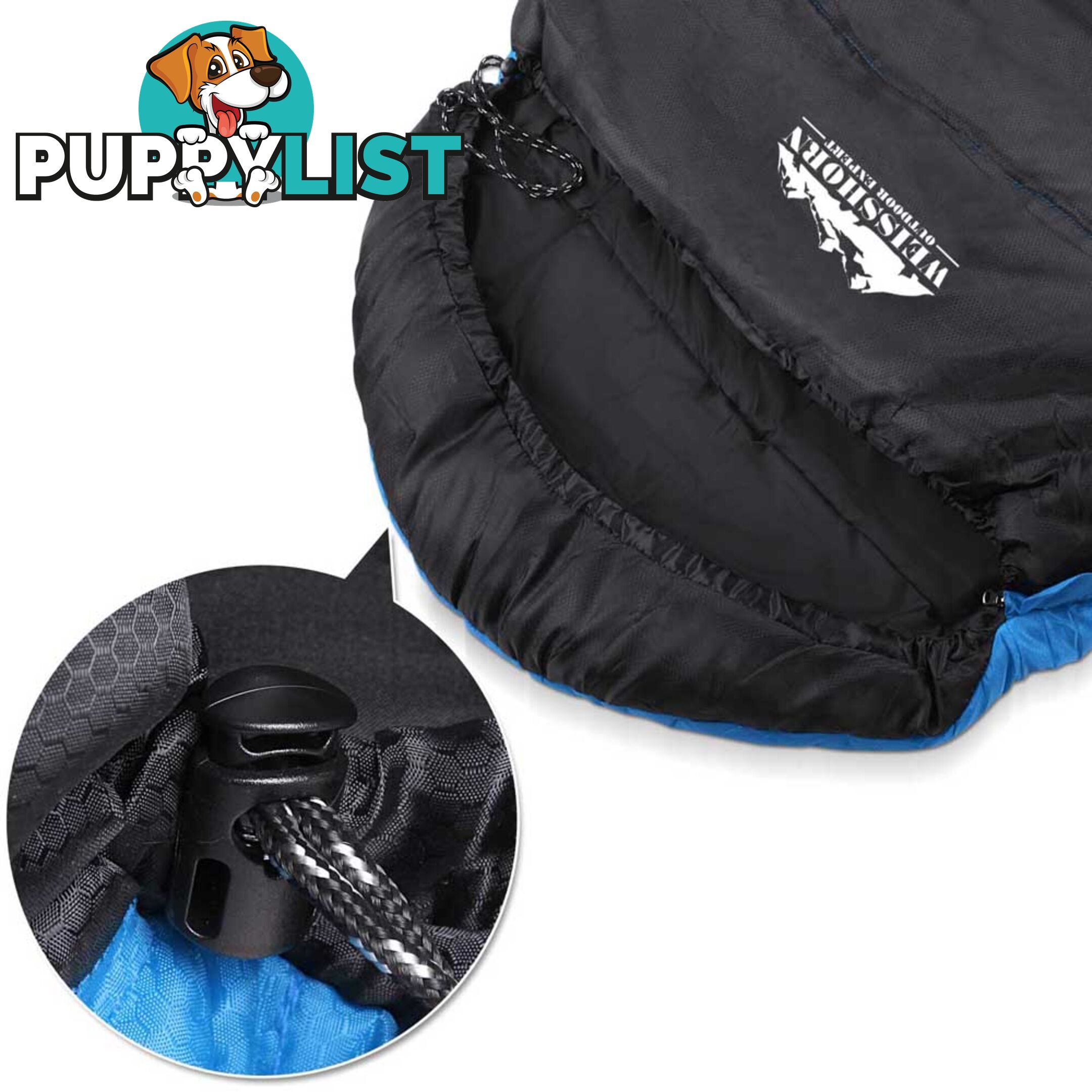 Outdoor Twin Camping Envelope Sleeping Bag Double Thermal Tent Hiking Blue Black