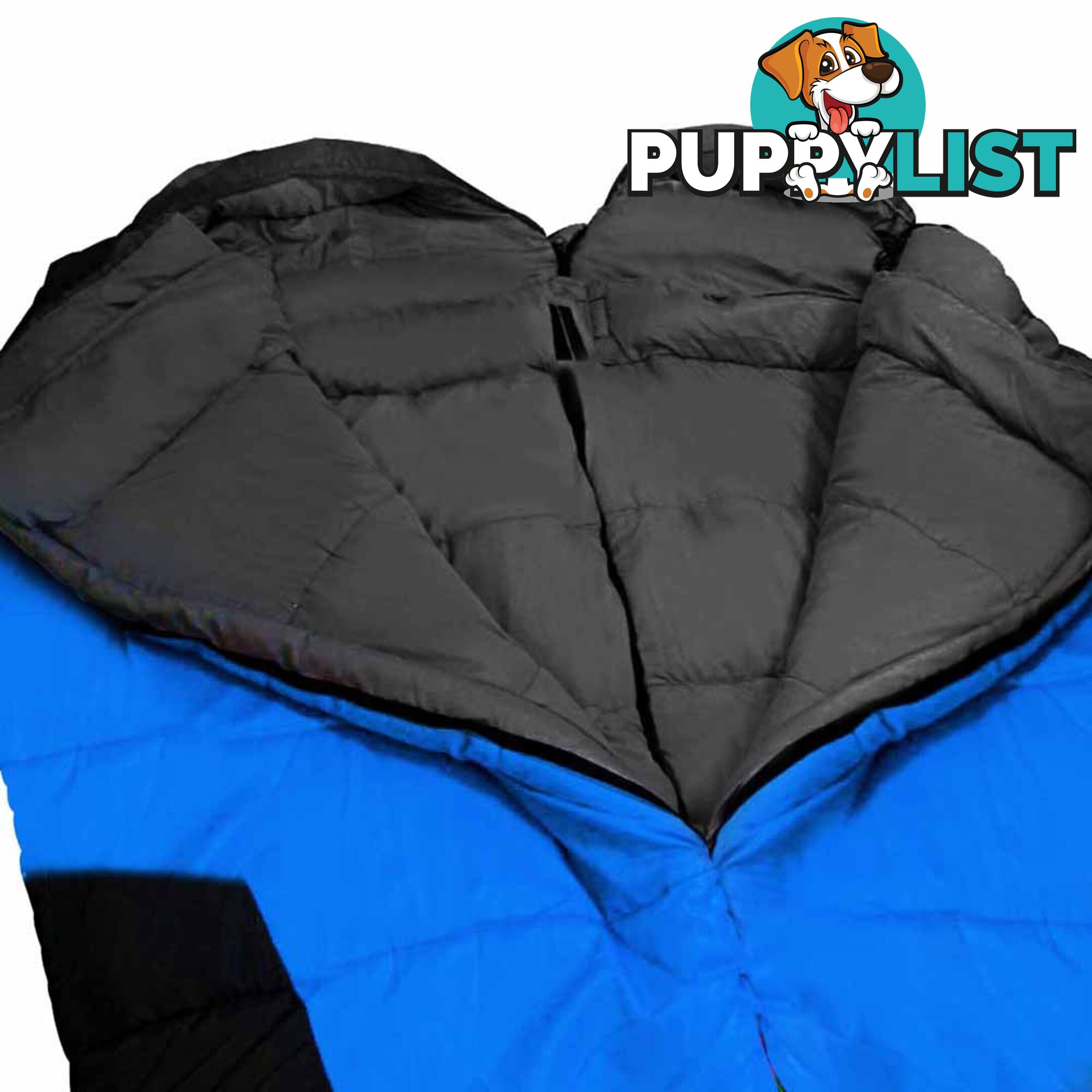 Outdoor Twin Camping Envelope Sleeping Bag Double Thermal Tent Hiking Blue Black