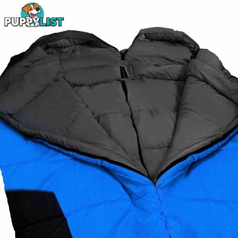 Outdoor Twin Camping Envelope Sleeping Bag Double Thermal Tent Hiking Blue Black
