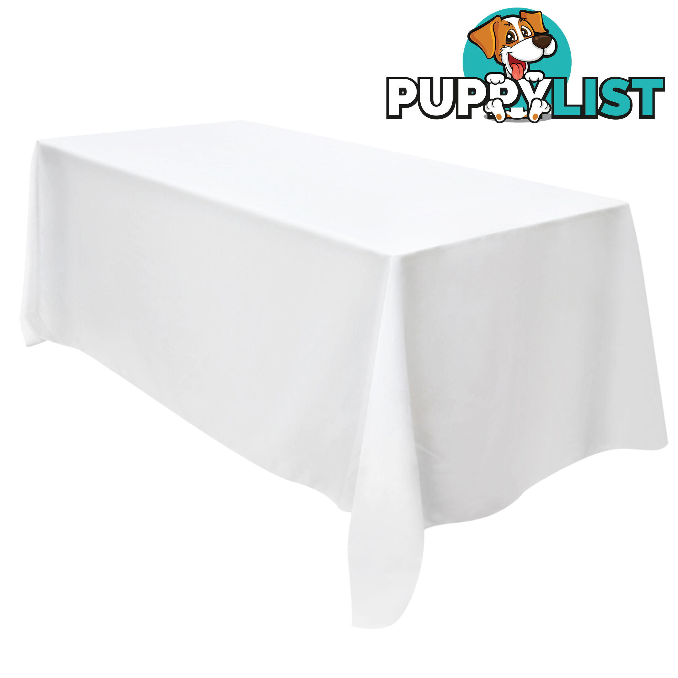 6 Pcs Wedding Table Cloth Rectangle 244cm White