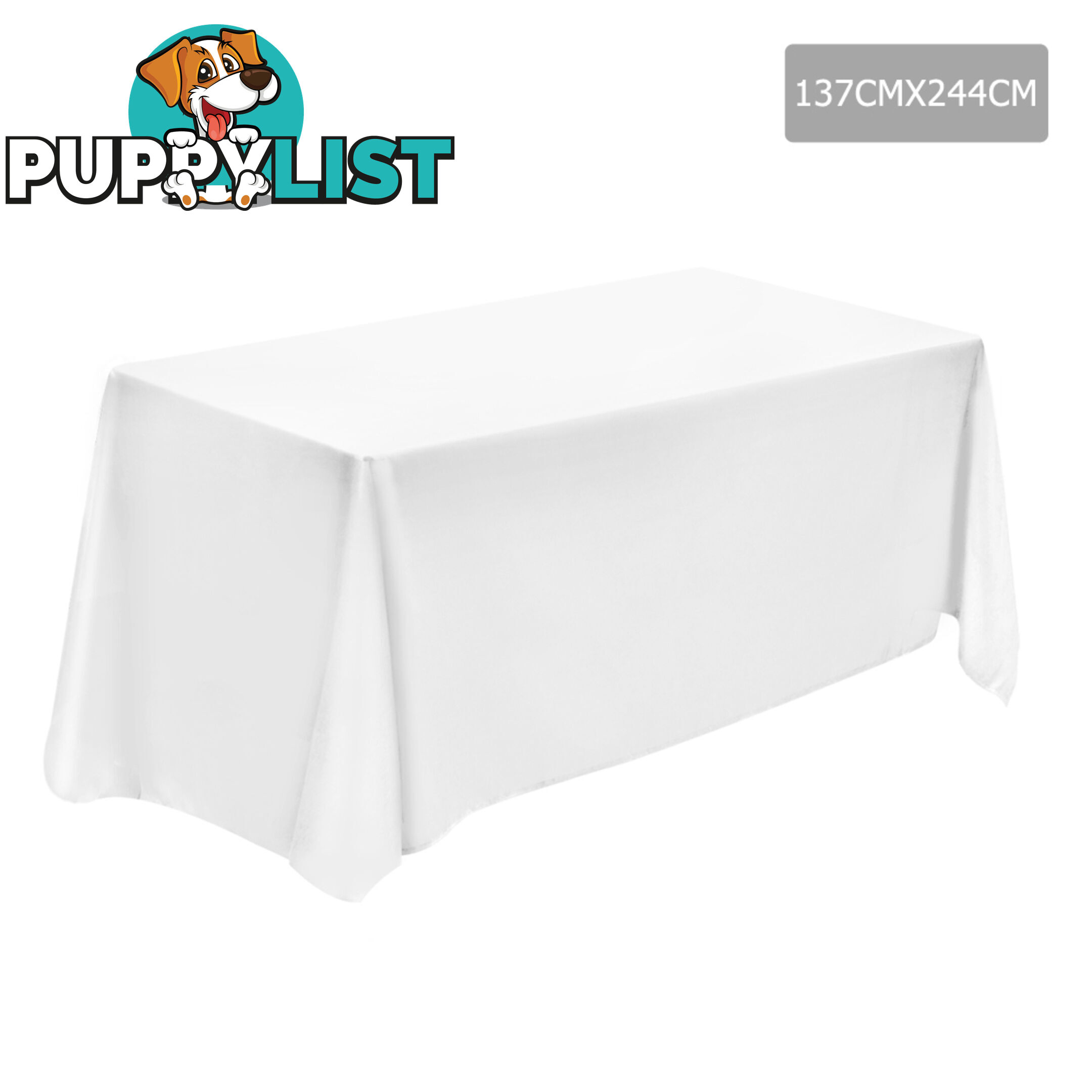 6 Pcs Wedding Table Cloth Rectangle 244cm White