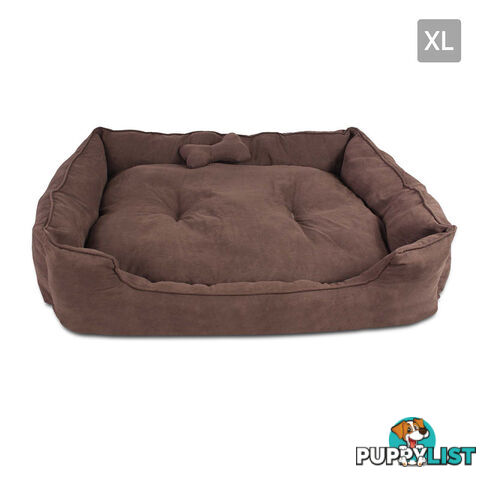 Deluxe Faux Suede Dog Bed Pet Cat Puppy Washable Soft Cushion Mat Basket XLarge