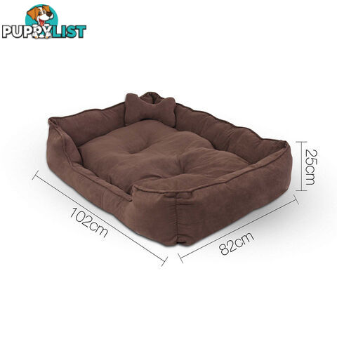 Deluxe Faux Suede Dog Bed Pet Cat Puppy Washable Soft Cushion Mat Basket XLarge