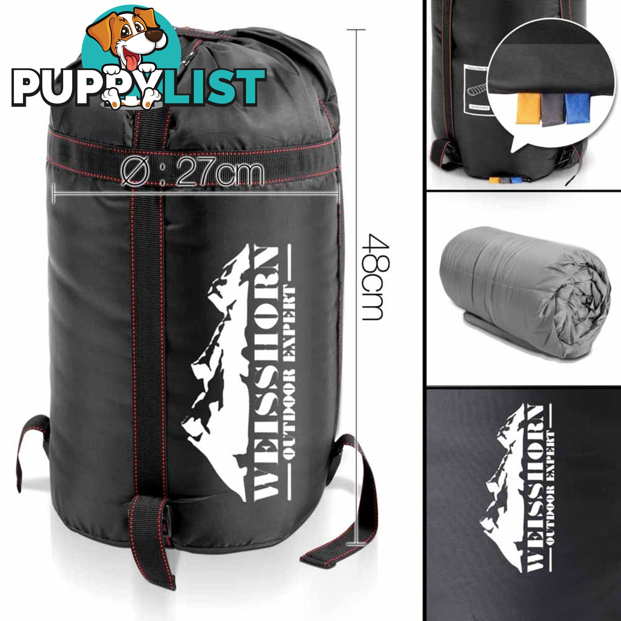 Outdoor Camping Sleeping Bag Winter Pebble Thermal Tent Hiking King Blue -15_C