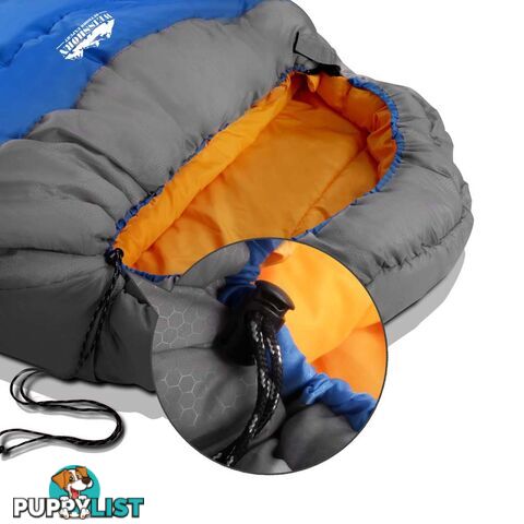 Outdoor Camping Sleeping Bag Winter Pebble Thermal Tent Hiking King Blue -15_C