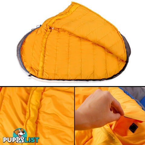 Outdoor Camping Sleeping Bag Winter Pebble Thermal Tent Hiking King Blue -15_C