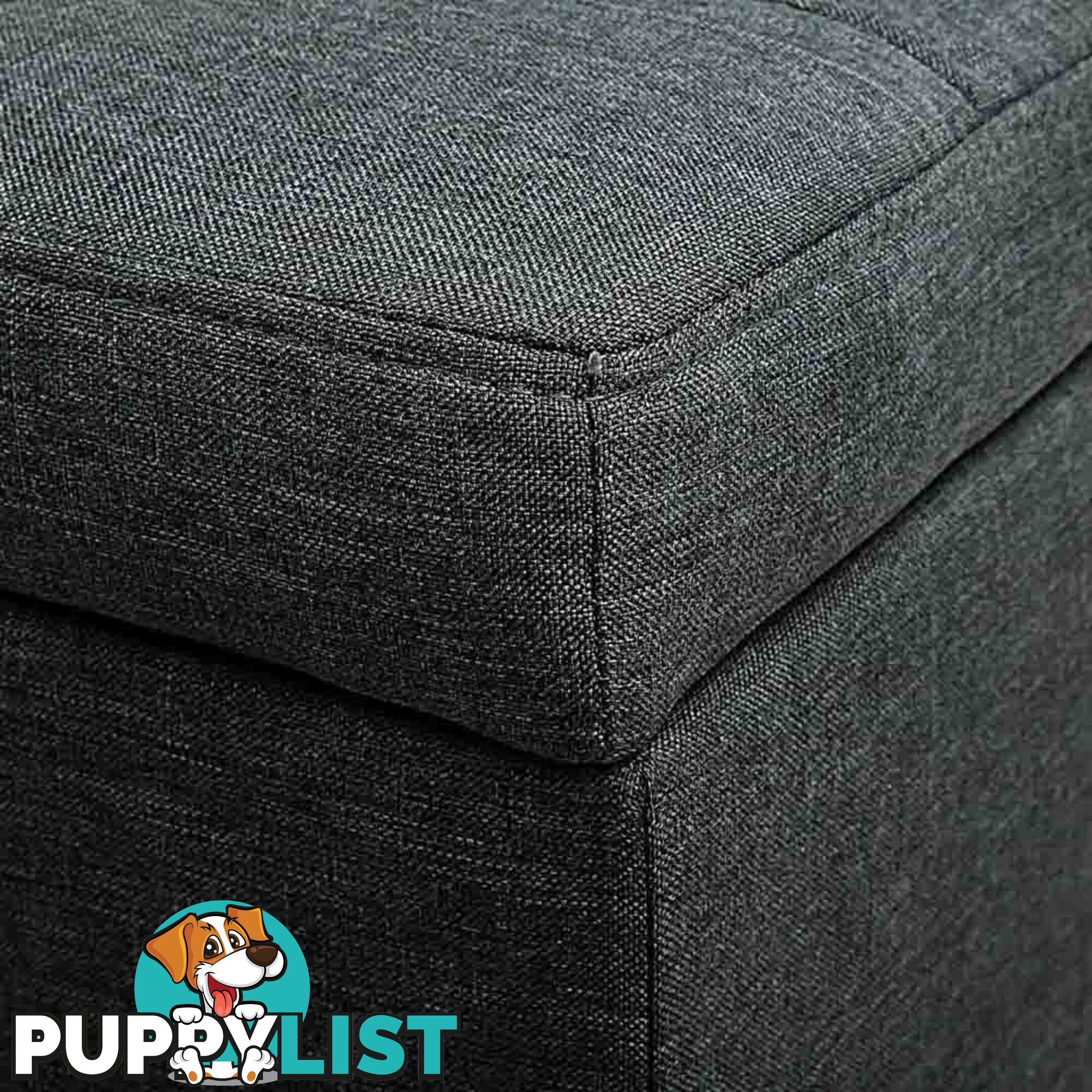 Ottoman Storage Blanket Box Foot Stool Toy Bed Faux Linen Large Black